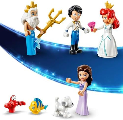 LEGO | Barco de Casamento Real da Princesa Ariel da Disney - Conjunto da Pequena Sereia com 7 figuras, incluindo Ariel e Vanessa - Decoração para quarto infantil - Presente para meninas e fãs a partir de 6 anos - 43299