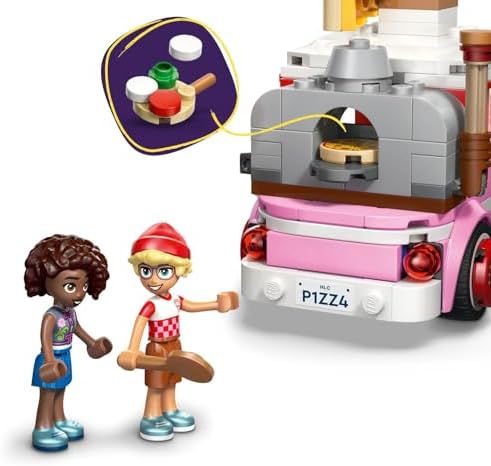 Caminhão de Pizza LEGO Friends - Conjunto de Interpretação de Papéis com 2 Mini Bonecas, Figura de Cachorro e Acessórios de Comida de Brinquedo - Ideia de Presente de Aniversário para Meninas a partir de 6 Anos - 42694