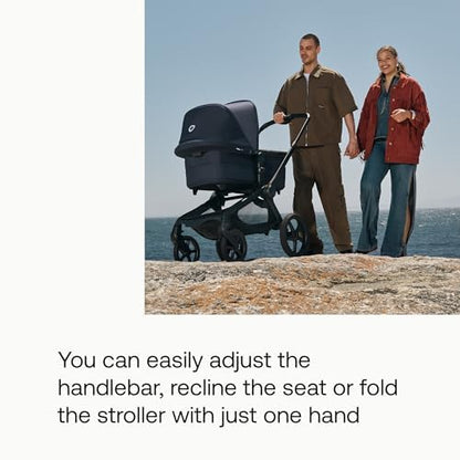 Bugaboo Carrinho de Bebê Fox 5 Renew All-Terrain, 2 em 1, com Suspensão Total, Fácil de Dobrar, Assento Extensível para Crianças, Manobrabilidade com Uma Só Mão, Chassi Preto e Capota Verde Samambaia
