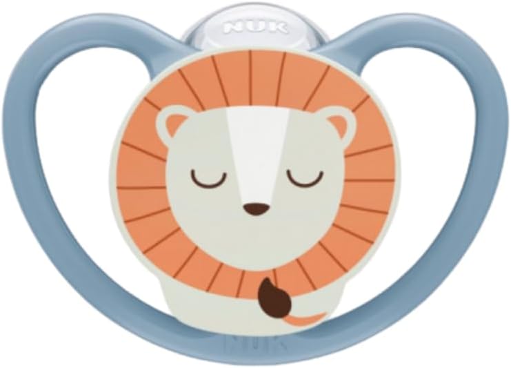 NUK Chupetas Perfect Match Air Night | 0-6 Meses | Brilham no Escuro, Permitem a Circulação de Ar e Previnem Irritações na Pele Causadas pela Saliva | 95% de Aceitação pelos Bebês** | Leão | Pacote com 2
