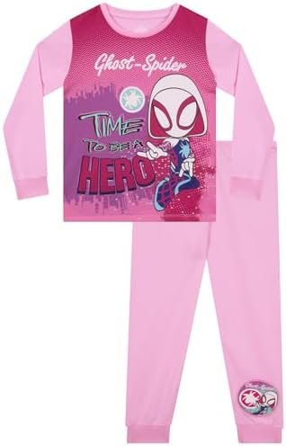 Pijama Marvel para Meninas, Pijama Infantil do Homem-Aranha e Seus Incríveis Amigos, Conjunto de Pijama Aranha Fantasma para Meninas, Ideal para o Inverno, Tamanhos de 18 Meses a 8 Anos