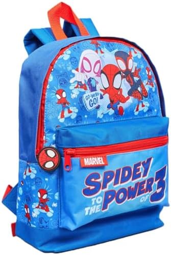 Mochila Infantil Marvel Homem-Aranha e Seus Incríveis Amigos | Mochila Escolar do Homem-Aranha Leve e Resistente em Poliéster | Perfeita para Creche, Pré-escola e Viagens | Design "Homem-Aranha ao Poder 3"