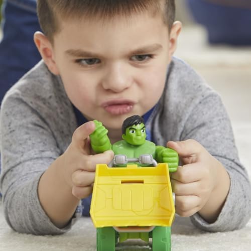 Homem-Aranha e seus amigos incríveis - Conjunto de brinquedo Marvel Hulk Smash Truck para crianças, figura de ação interativa, verde
