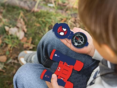LEXIBOOK, Homem-Aranha e Seus Incríveis Amigos, Conjunto completo de aventuras para crianças, walkie-talkies de 120m, binóculos, lanterna, bússola (vermelha/azul), RPTW11SP