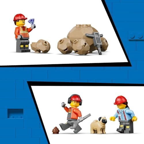 LEGO City Caminhão Basculante e Pá Carregadeira - Veículos de Construção com Funções Interativas e 3 Minifiguras - Presente de Aniversário STEM para Meninos a partir de 8 Anos - 60494