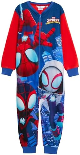 Pijama infantil de fleece com zíper do Homem-Aranha e seus Amigos Incríveis, da Marvel.