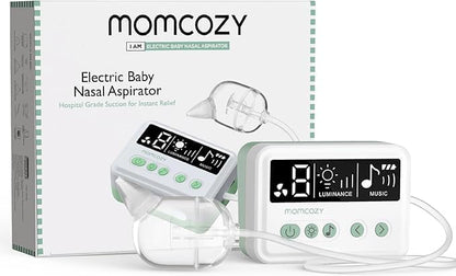 Aspirador nasal Momcozy para bebês, 【nível hospitalar】 Sugador nasal com sucção forte de 70 kPa e 9 níveis de sucção, limpador nasal elétrico para crianças pequenas e recém-nascidos, luz suave e canções de ninar, pontas de silicone sem BPA