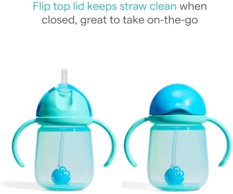 Munchkin Copo de Treinamento Tip and Sip | Kit com 2 | 6m+ | Canudo com Peso | Azul/Amarelo