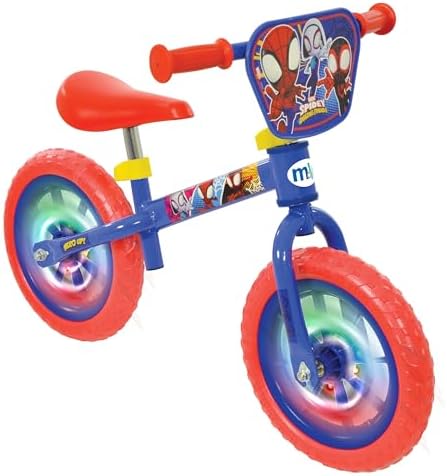 Bicicleta de Equilíbrio Disney Homem-Aranha e Seus Incríveis Amigos | Bicicleta de Empurrar para Meninos e Meninas de 30 cm com Rodas Acendidas | Produto Oficial Licenciado | Altura Ajustável para Crianças | Idade 2+