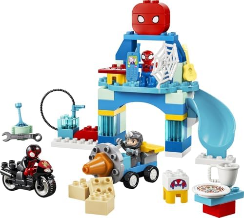 LEGO DUPLO Marvel Team Spidey Webquarters - Brinquedo Educativo para Desenvolvimento da Coordenação Motora em Crianças - Conjunto Montessori - Presente para Meninos a partir de 2 Anos e Fãs do Homem-Aranha e seus Incríveis Amigos - 10464