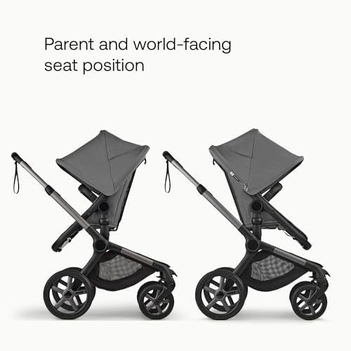Bugaboo Carrinho de Bebê Fox 5 Renew All-Terrain, 2 em 1, com Suspensão Total, Fácil de Dobrar, Assento Extensível para Crianças, Manobrabilidade com Uma Só Mão, Chassi Grafite e Capota Cinza Lunar