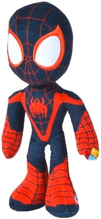 Disney 6315875812X12 Boneco de Ação Miles Morales do Aranhaverso, 25 cm, Pelúcia, com Olhos que Brilham no Escuro, Tamanho Único