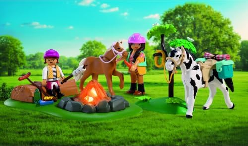 Playmobil | I Love Horses | Passeio a Cavalo com Fogueira | Conjunto de equitação com mãe, filha, cavalo, pônei e fogueira eletrônica | Para crianças a partir de 4 anos | 72132