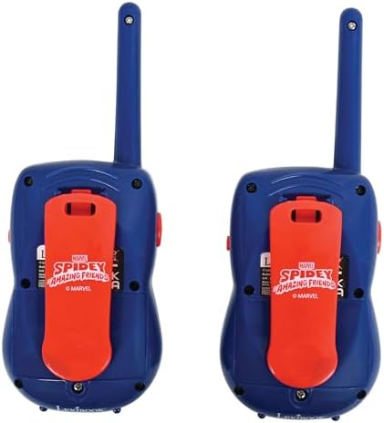 LEXIBOOK, Homem-Aranha e Seus Incríveis Amigos, Walkie-Talkies 200m, Jogo de Comunicação para Crianças, 2 Canais de Comunicação, Clipe para Cinto, Funciona com Pilhas, Azul/Vermelho, TW12SP1