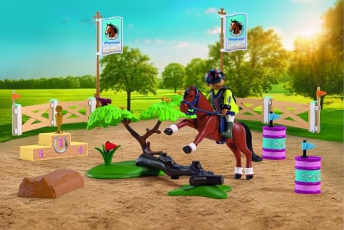 Playmobil | I Love Horses | Pista de Salto | Pista com obstáculos naturais, pódio e acessórios para cavalos | Para crianças a partir de 4 anos | 72130