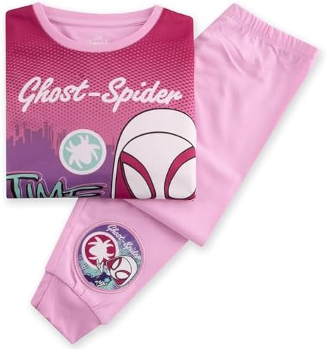 Pijama Marvel para Meninas, Pijama Infantil do Homem-Aranha e Seus Incríveis Amigos, Conjunto de Pijama Aranha Fantasma para Meninas, Ideal para o Inverno, Tamanhos de 18 Meses a 8 Anos