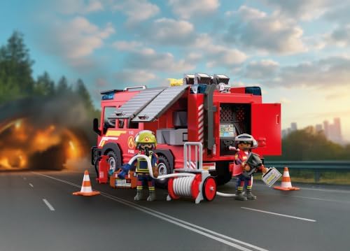 Playmobil | City Action | Caminhão de Bombeiros | Veículo de Emergência com Luz e Som, Canhão de Água, Projétil de Espuma e Equipamentos Variados | Para Crianças a partir de 4 Anos | 72193