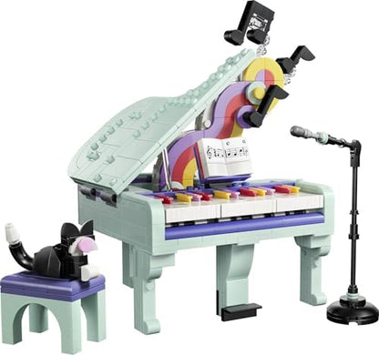 LEGO Creator 3 em 1 Piano Musical Decorativo com Brinquedo de Gato - Kit de Modelo Retrô que se Transforma em Rádio ou Toca-Discos - Decoração DIY para Quarto Infantil - Presente de Aniversário para Meninas e Meninos a partir de 9 Anos - 31392