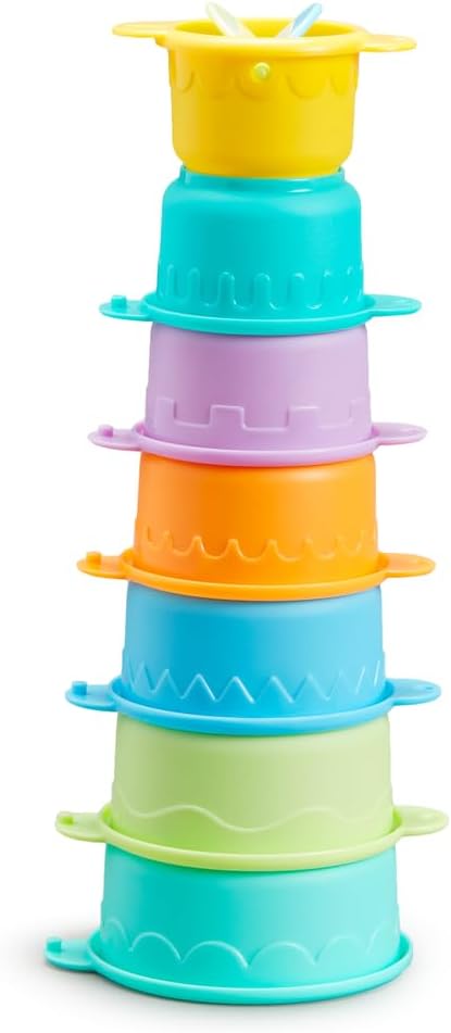Munchkin Brinquedo de Banho Connect-A-Cup | Brinquedos de Banho e Bebê, Brinquedo de Bolhas Flutuantes e de Brincar Munchkin, Brinquedo de Banho para Bebê, Brinquedo de Banho Munchkin® Pop Squish, Espuma de Banho Munchkin Learn Baby