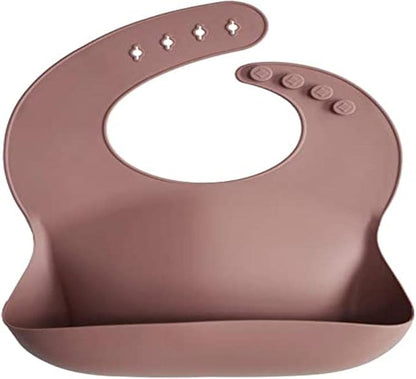 Mushie Babador de Silicone Baby | Babadores Impermeáveis com Ajuste Perfeito | Babadores Fáceis de Limpar para Alimentação do Bebê | 4 Tamanhos Ajustáveis com Bolsos Frontais Fundos | 100% Livre de BPA e Ftalatos