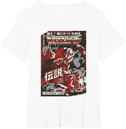 T-shirt Transformers Optimus Prime Capa de Banda Desenhada Japonesa Cybertroniana