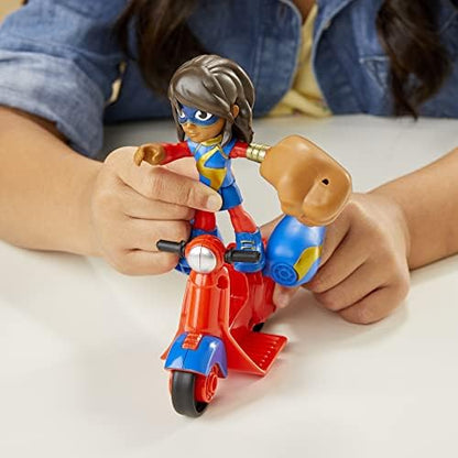 Homem-Aranha e seus Incríveis Amigos Marvel - Figura de Ação da Ms. Marvel e Moto Gigante, Brinquedo Pré-escolar para Crianças a partir de 3 Anos