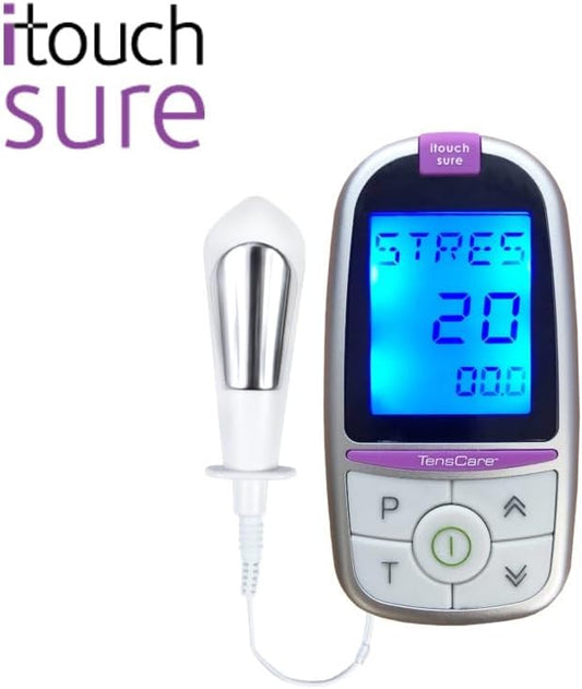 TensCare itouch Sure - Ejercitador del suelo pélvico para fortalecer y tonificar. Ayuda en el tratamiento de la incontinencia y fugas de vejiga, Plata