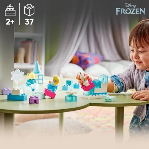 LEGO DUPLO Disney Frozen Caixa Criativa com Elsa e Olaf - Brinquedo Educativo para Desenvolvimento da Coordenação Motora em Crianças - Conjunto Montessori com 2 Figuras - Presente para Meninas e Meninos a partir de 2 Anos - 10462