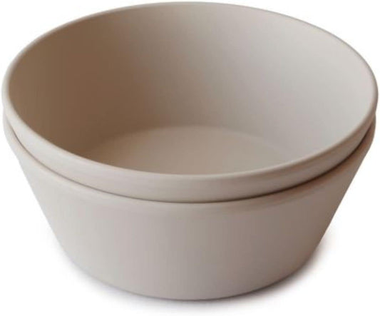 Mushie Tigelas para Jantar Infantil | Conjunto de 2 Tigelas Reutilizáveis Livres de BPA | Podem ser Lavadas na Lava-louças e Usadas no Micro-ondas | Fabricadas na Dinamarca | Redondas (Baunilha)