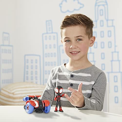 Homem-Aranha e seus Incríveis Amigos - Figura de Ação Marvel Miles Morales e Veículo Techno-Racer, para Crianças a partir de 3 Anos