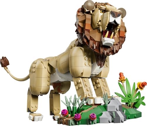 LEGO Creator 3 em 1 Animais Selvagens: Leão Majestoso de Brinquedo - Figura de Animal que se Transforma em uma Leoa ou 2 Filhotes - Decoração DIY para Quarto Infantil - Presente de Aniversário para Meninas e Meninos a partir de 9 Anos - 31386