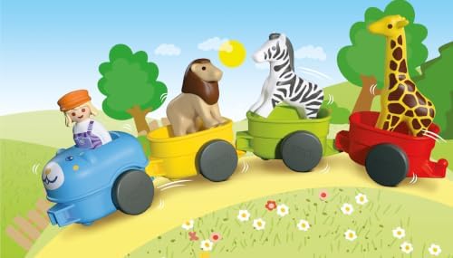 Playmobil | JUNIOR | Trem dos Animais | Trem colorido com animais, 4 vagões e cabine do condutor | Para crianças a partir de 1 ano | 72084