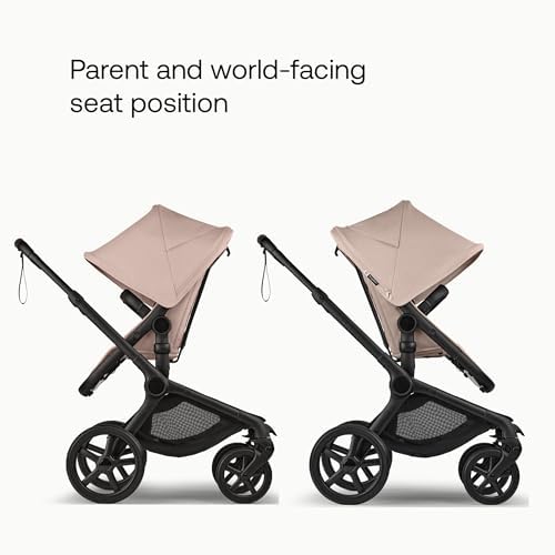 Bugaboo Carrinho de Bebê Fox 5 Renew All-Terrain, 2 em 1, com Suspensão Total, Fácil de Dobrar, Assento Extensível para Crianças, Manobrabilidade com Uma Só Mão, Chassi Preto e Capota Desert Taupe Melange