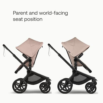 Bugaboo Carrinho de Bebê Fox 5 Renew All-Terrain, 2 em 1, com Suspensão Total, Fácil de Dobrar, Assento Extensível para Crianças, Manobrabilidade com Uma Só Mão, Chassi Preto e Capota Desert Taupe Melange