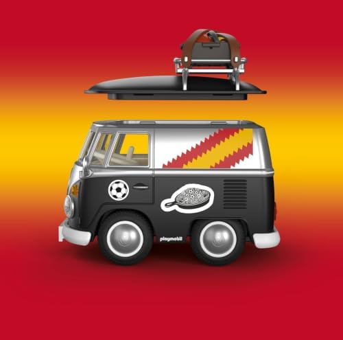 PLAYMOBIL | Volkswagen | Volkswagen T1 Camper Edição ESP | Icônica van retrô com equipamentos esportivos, bagageiro de teto e cartela de adesivos | Para crianças a partir de 4 anos | 72314