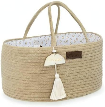 Yunioo Organizador de fraldas para itens essenciais de bebê para recém-nascidos, bolsa para troca de fraldas, cesta para presentes de chá de bebê, organizador de fraldas para trocador e trocador, cesta para guardar brinquedos