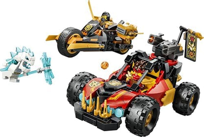 LEGO NINJAGO Veículos Combináveis de Kai e Cole - Carro Ninja, Moto, 3 Minifiguras incluindo Kai e Cole com Katanas - Ótima Ideia de Presente para Meninos a partir de 7 Anos e Fãs de Dragon Ball Rising - 71864