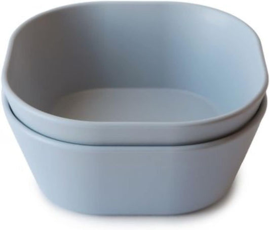 Mushie Tigelas para Jantar Infantil | Conjunto de 2 Tigelas Reutilizáveis Livres de BPA | Podem ser Lavadas na Lava-louças e Usadas no Micro-ondas | Fabricadas na Dinamarca | Quadradas (Nuvem)