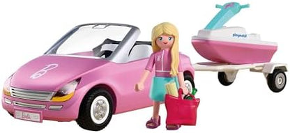 Playmobil | Barbie | Conversível | Carro Conversível com Reboque e Jet Ski | Aventura de Verão com a Barbie na Costa de Malibu | Diversão com Veículo e na Água | Conjunto Criativo para Crianças a partir de 4 Anos | 72123