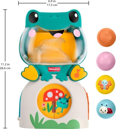 Fisher-Price Brinquedo Baby: Sapo Musical com Luzes e Rolamentos, Bolas que Caim e 3 Bolas para Desenvolvimento Infantil (A partir de 6 Meses), JLB96