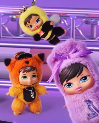 Bratz Bratziez Iconz Bestiez – Pelúcia Colecionável (6 Personagens), Rosto Rígido, Clipe com Pingente em Formato de Boca, Acessório de Mamadeira, Para Maiores de 6 Anos