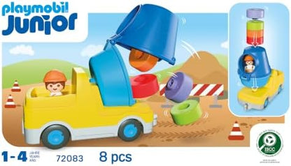 Playmobil | JUNIOR | Caminhão Betoneira | Veículo de construção colorido com tambor removível e blocos de encaixe | Para crianças a partir de 1 ano | 72083