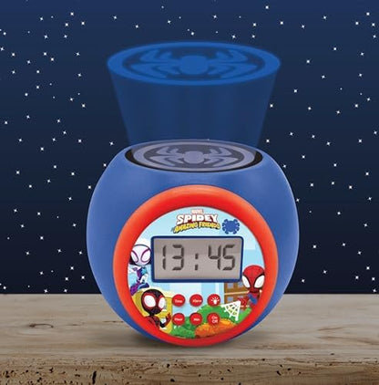 LEXIBOOK, Homem-Aranha e Seus Incríveis Amigos, Despertador com projetor, função soneca e alarme, luz noturna com temporizador, tela LCD, funciona a bateria, RL977SP1
