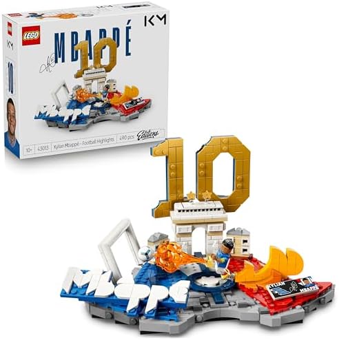 LEGO Editions Kylian Mbappé – Melhores Momentos do Futebol - Kit de Modelo 3D com Minifigura Colecionável - Decoração para Quarto Infantil - Presente para Meninos e Meninas a partir de 10 Anos e Fãs de Esportes Adultos - 43013