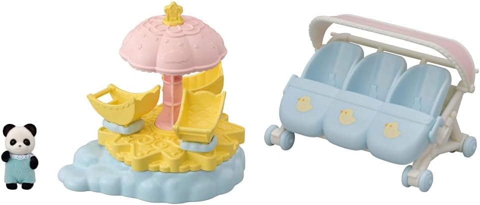 Sylvanian Families 5539 Baby Star Carousel - Dollhouse Playsets & L5533 Drillings-Kinderwagen - Puppenhaus Spielset, Multicor, 8,5 x 5,5 x 4 cm