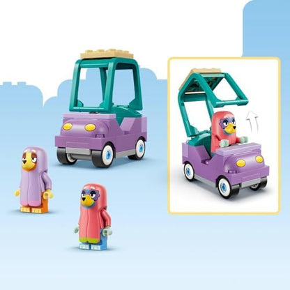 LEGO Bluey Vovós com Bingo e Bluey - Brinquedo Educativo com Carro, 2 Minifiguras e Jardim - Conjunto Montessori - Presente de Aniversário para Meninas e Meninos a partir de 4 Anos - 11216