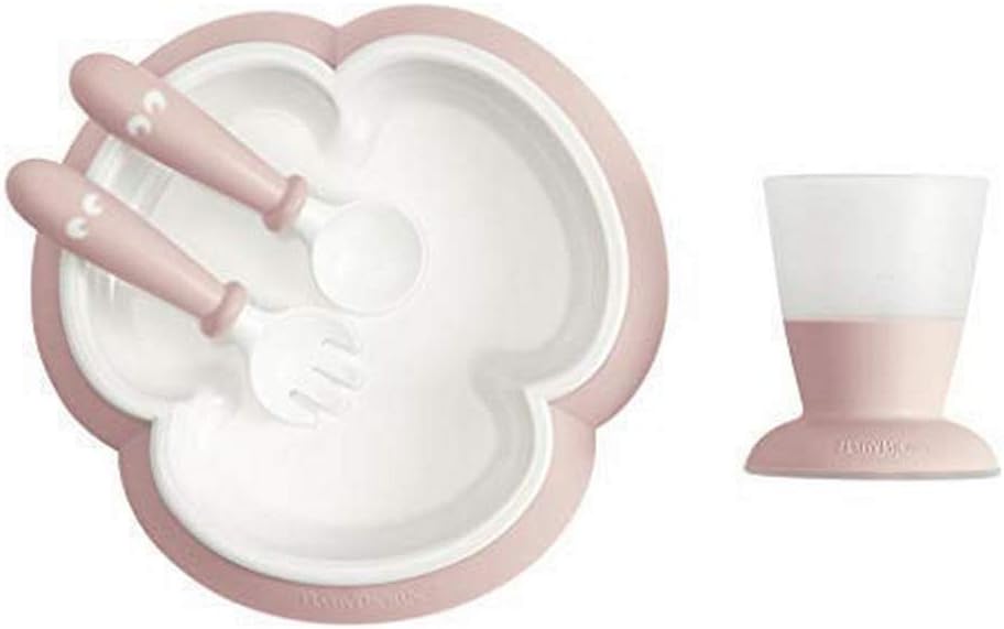 BabyBjörn Set de alimentación para bebé, 4 piezas, rosa claro