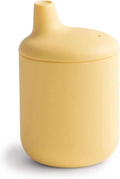 Mushie Copo de Silicone | Copo de Transição para Bebês a partir de 6 Meses | Capacidade: 175 mL | Tampa Removível | Material: Silicone de Grau Alimentício | Pode ser lavado na lava-louças e usado no micro-ondas (Verde Narciso Claro)
