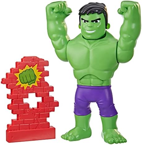 Homem-Aranha e seus amigos incríveis Marvel Power Smash Hulk Brinquedo pré-escolar, Figura de ação do Hulk de 25 cm com mudança de rosto, para crianças a partir de 3 anos