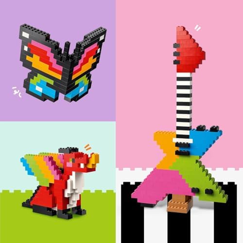 LEGO Conjunto Classic de Peças Criativas Coloridas - Brinquedo para Desenvolvimento da Coordenação Motora Fina - Construa Animais, Figuras de Dinossauros e Veículos, incluindo Avião e Carro Presente de Aniversário para Meninos e Meninas a partir de 5 Anos